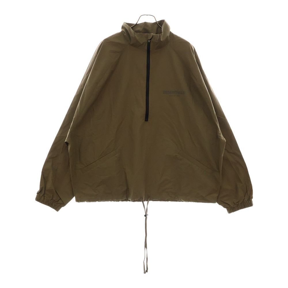 FEAR OF GOD ESSENTIALS(フィアオブゴッド エッセンシャルズ) HALF ZIP NYLON JACKET リフレクターロゴ ハーフジップナイロンジャケット ベージュ