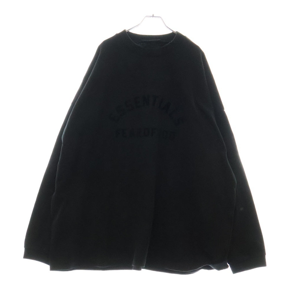 FEAR OF GOD ESSENTIALS(フィアオブゴッド エッセンシャルズ) HEAVY L/S T-SHIRT フロントラバーロゴ ヘビー長袖Tシャツ ブラック
