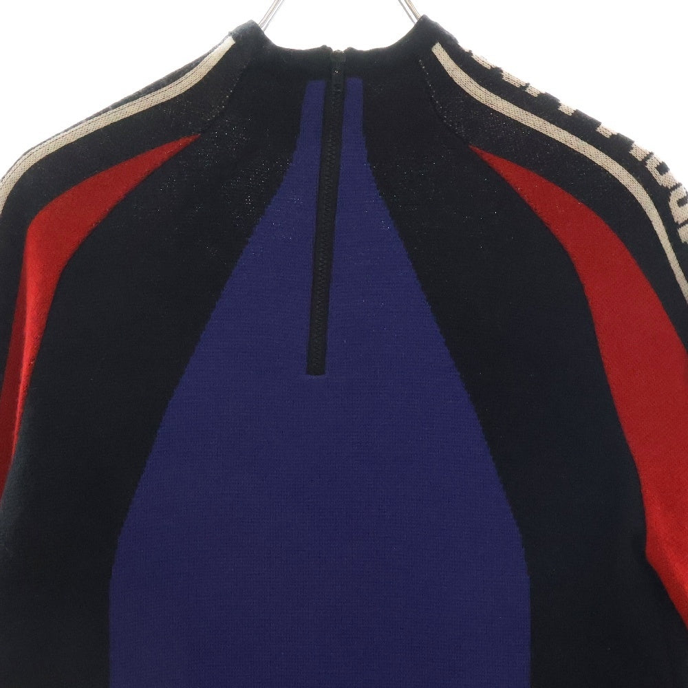 MSGM(エムエスジーエム) Half Zip ハイネックタイトワンピース ブラック/ブルー/レッド レディース