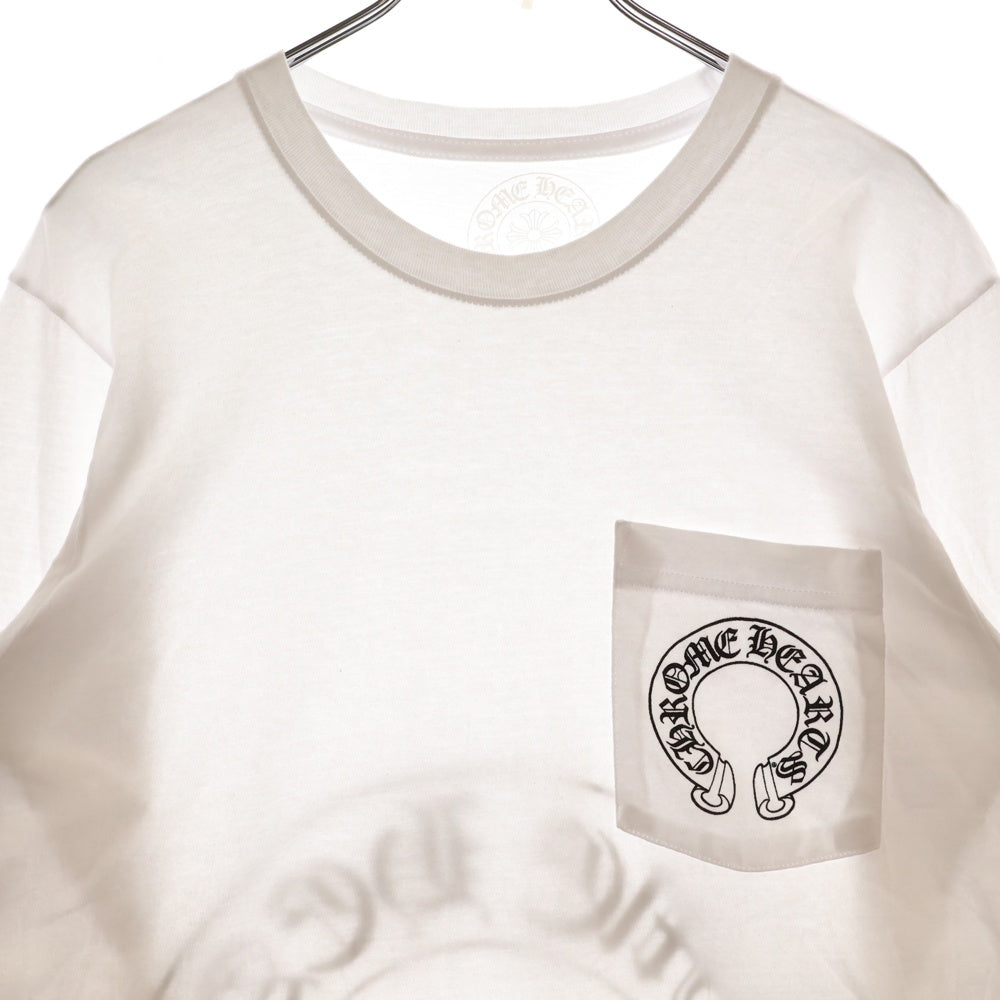 CHROME HEARTS(クロムハーツ) HORSESHOE ホースシュー 長袖Tシャツ 袖フローラル ロンT ホワイト