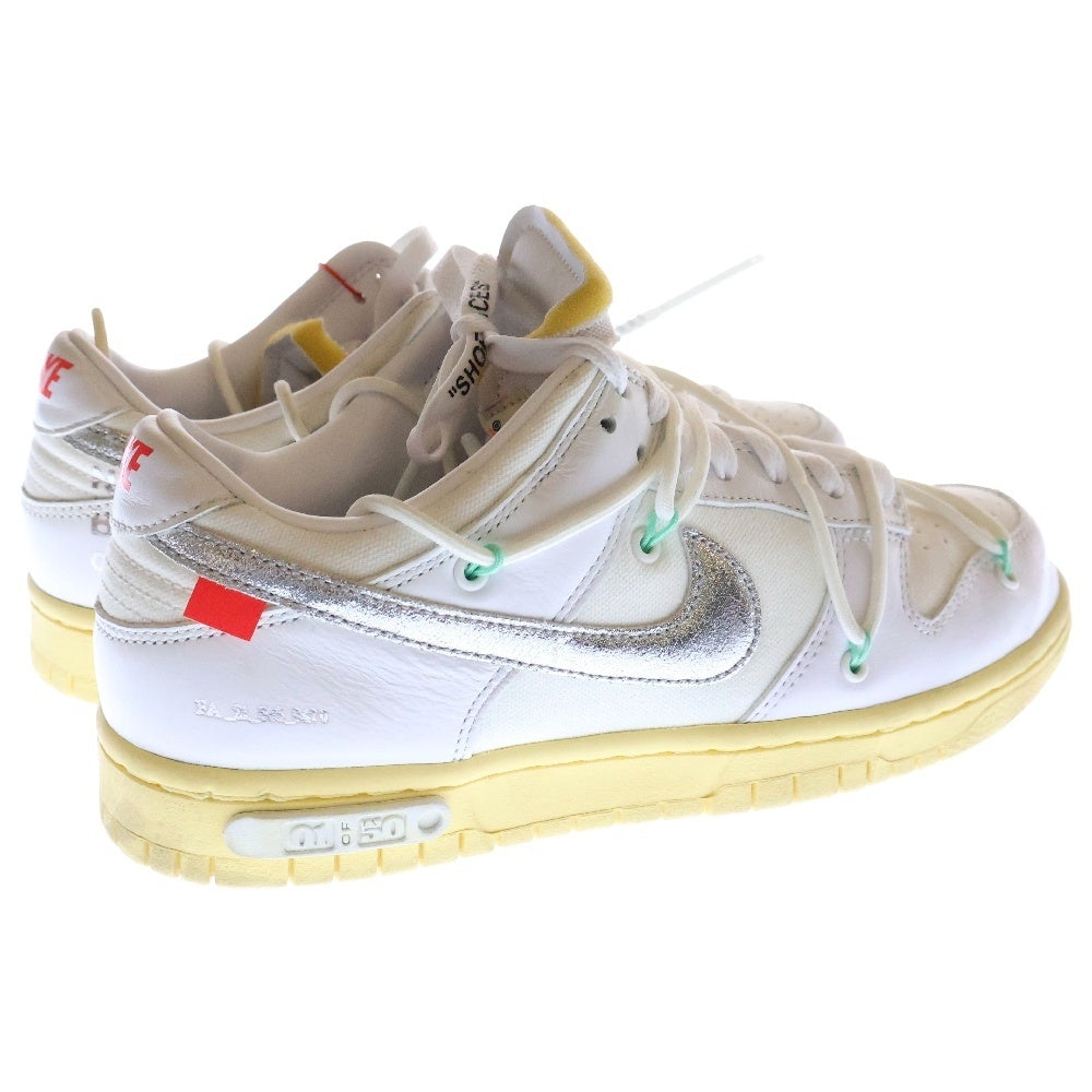 NIKE(ナイキ) ×OFF-WHITE DUNK LOW 1 OF 50 オフホワイト ダンクロー 1オブ50 ローカットスニーカー ホワイト US7.7/25.5cm DM1602-127