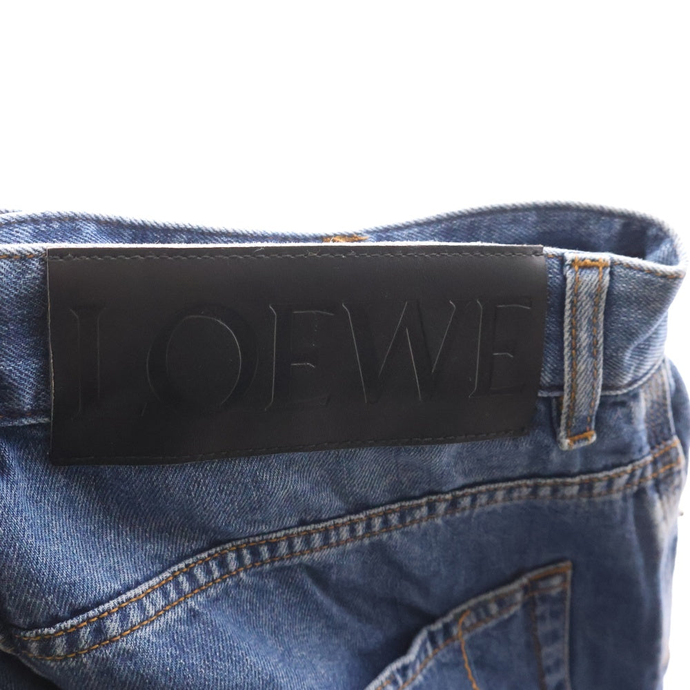 LOEWE(ロエベ) 22AW Washed Denim Trousers ダメージ加工 ウォッシュデニム デニムストレートパンツ インディゴ H526Y11X22