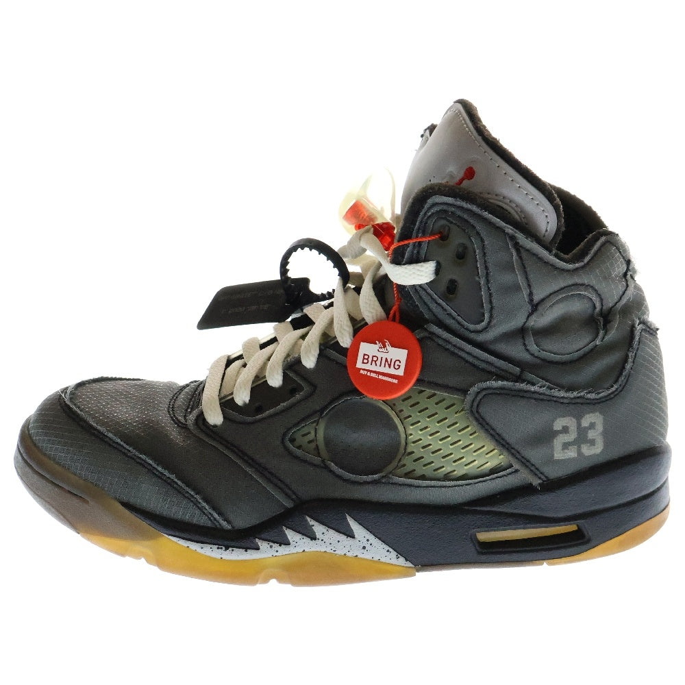NIKE(ナイキ) ×OFF-WHITE AIR JORDAN 5 RETRO SP CT8480-001 オフホワイト エアジョーダン5 レトロ ハイカットスニーカー ブラック US8/26.0cm