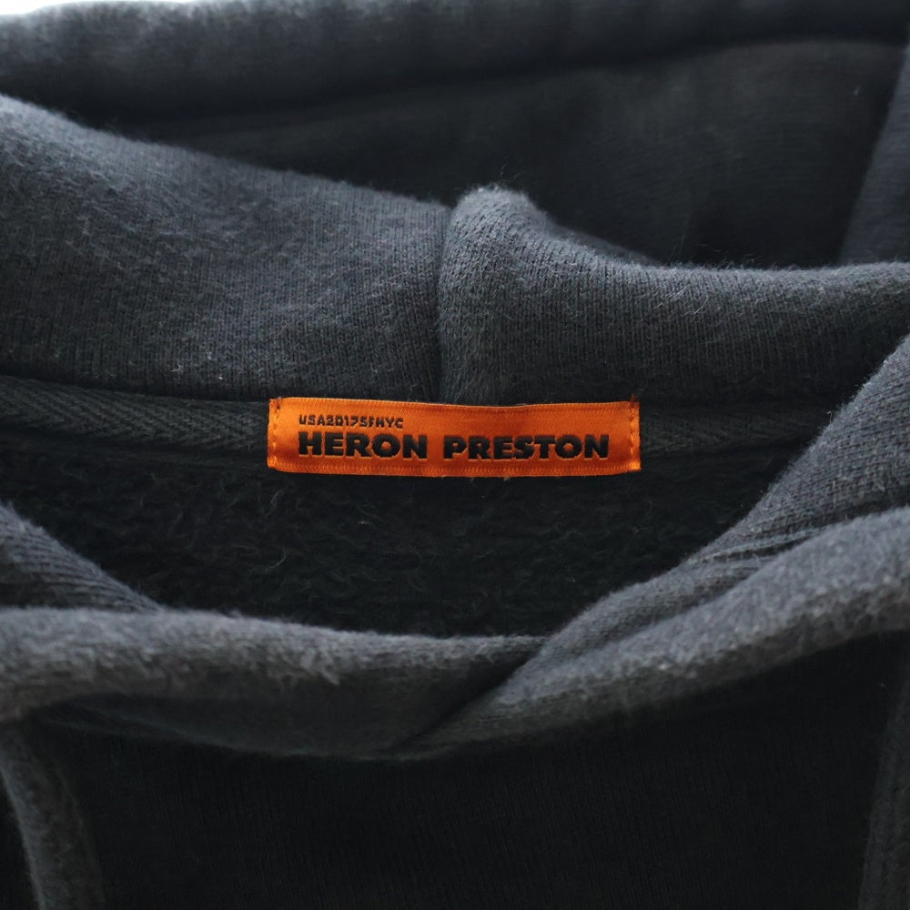 HERON PRESTON(ヘロンプレストン) 19W フロントプリント プルオーバーパーカー フーディ ブラック HMBB004F19808001