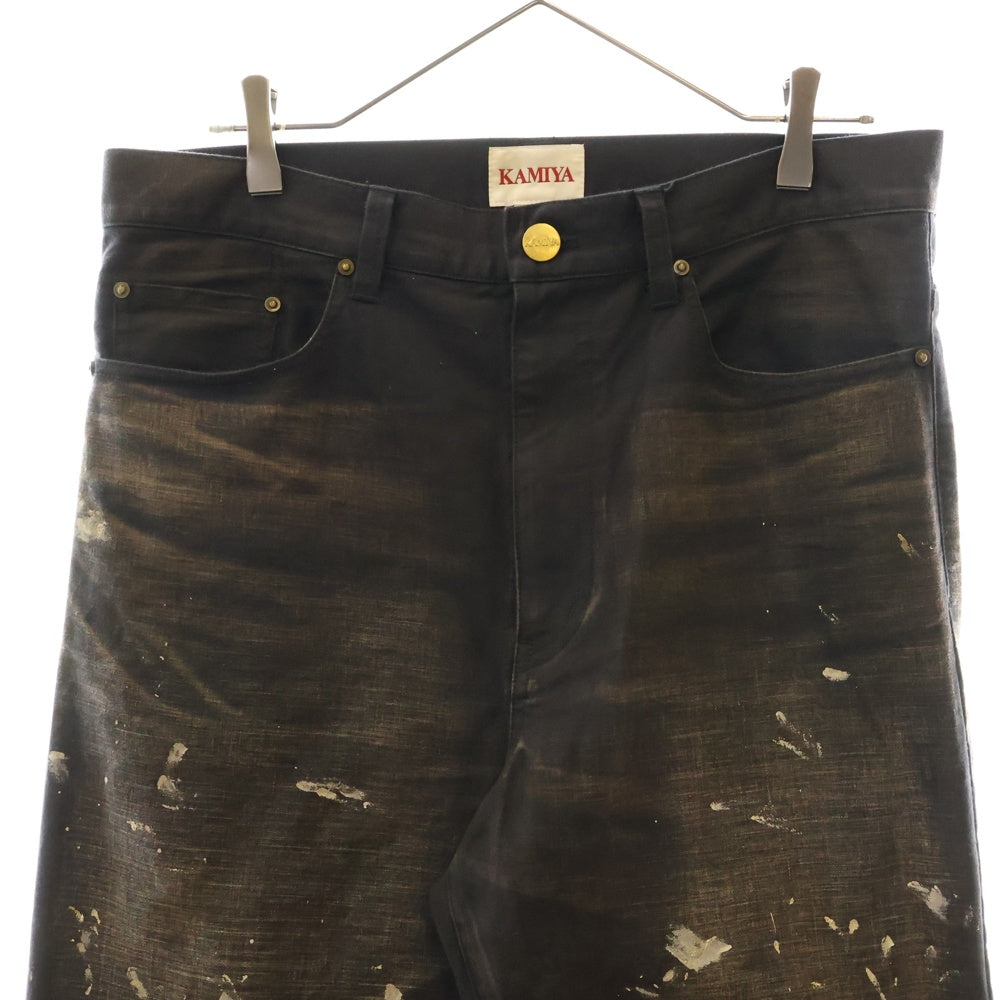 KAMIYA(カミヤ) 25SS SERGE PAINT PANTS フレアペイントパンツ ブラック G14PT030