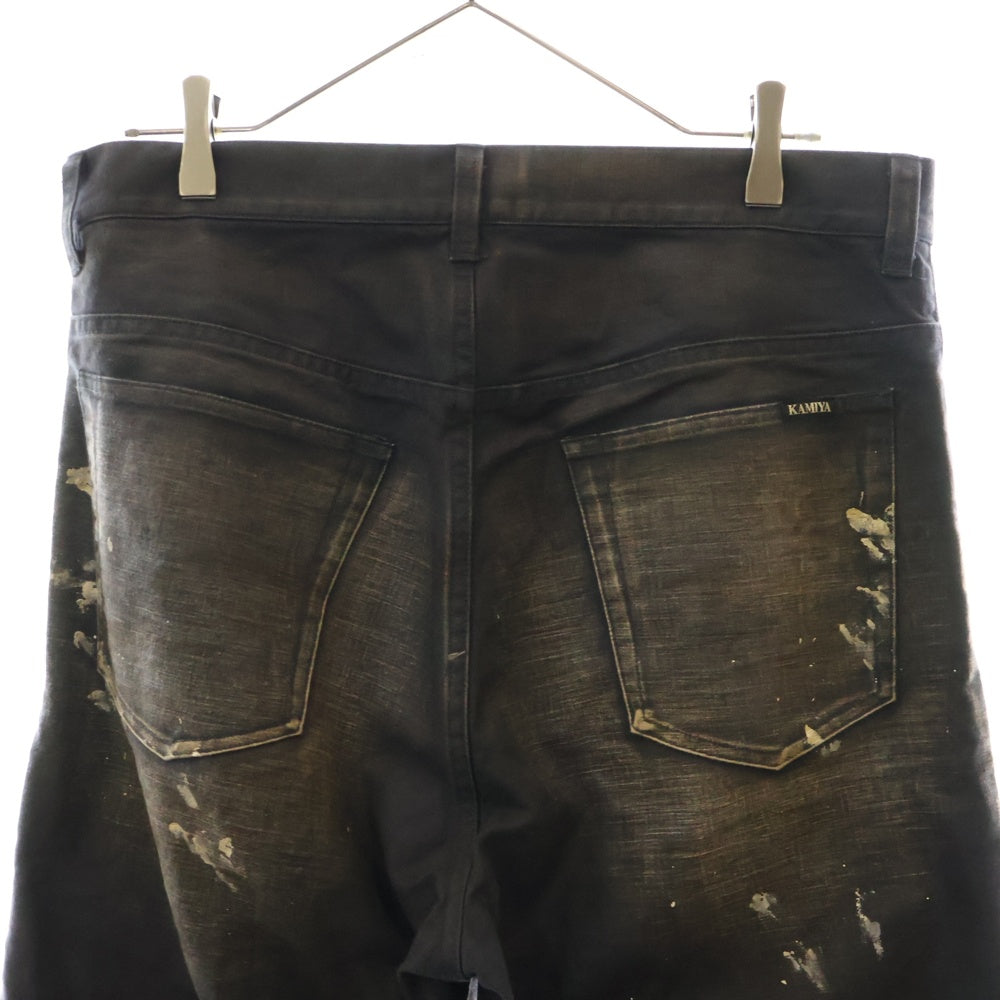 KAMIYA(カミヤ) 25SS SERGE PAINT PANTS フレアペイントパンツ ブラック G14PT030