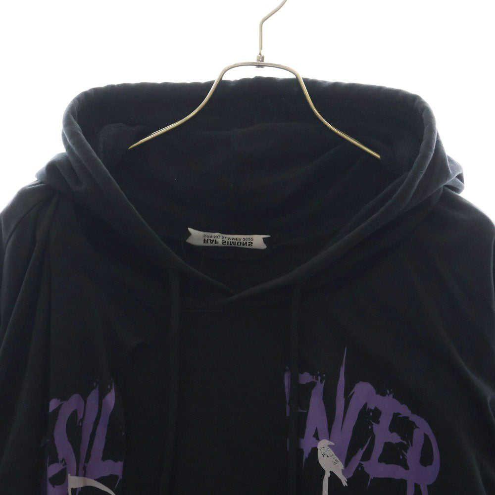 RAF SIMONS(ラフシモンズ) 22SS HOODIE DOUBLED WITH PRINTED T-SHIRT レイヤードデザイン オーバーサイズドッキング プルオーバーパーカー スウェット ブラック 221-175B