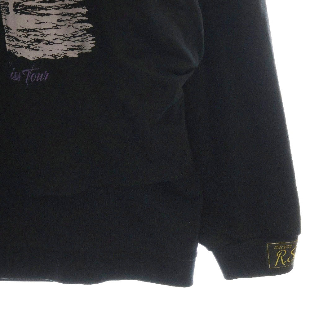 RAF SIMONS(ラフシモンズ) 22SS HOODIE DOUBLED WITH PRINTED T-SHIRT レイヤードデザイン オーバーサイズドッキング プルオーバーパーカー スウェット ブラック 221-175B
