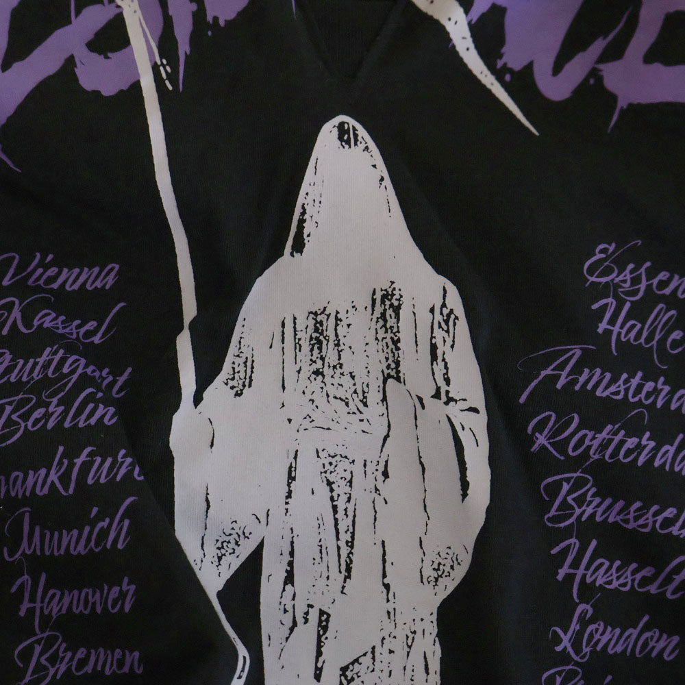 RAF SIMONS(ラフシモンズ) 22SS HOODIE DOUBLED WITH PRINTED T-SHIRT レイヤードデザイン オーバーサイズドッキング プルオーバーパーカー スウェット ブラック 221-175B