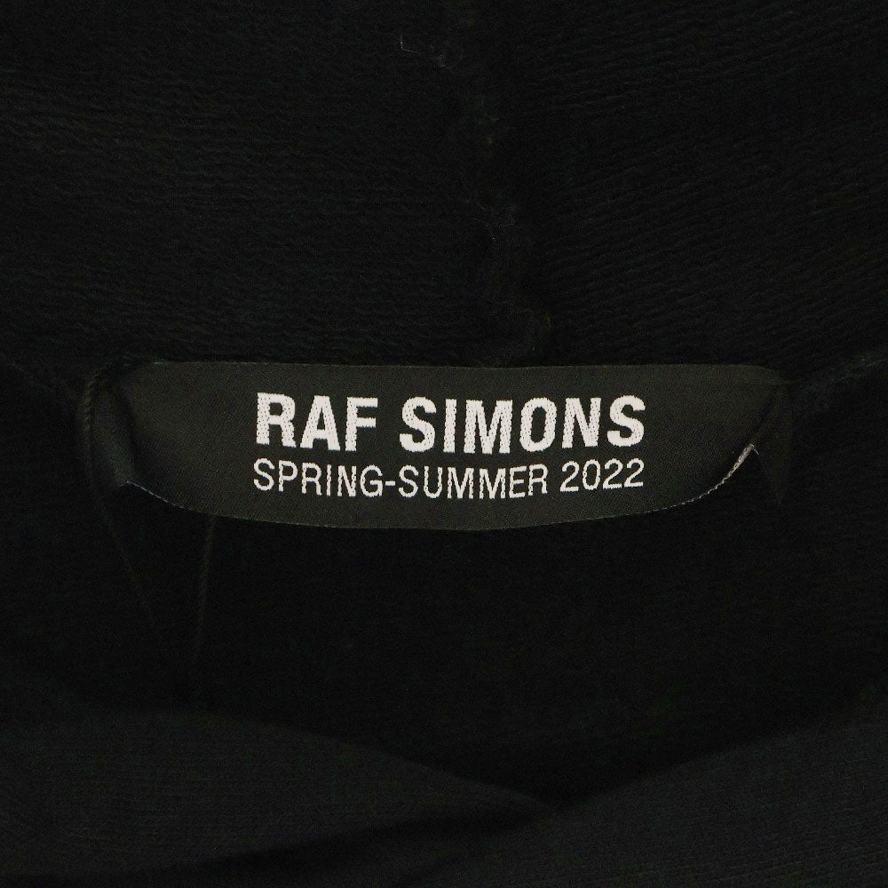 RAF SIMONS(ラフシモンズ) 22SS HOODIE DOUBLED WITH PRINTED T-SHIRT レイヤードデザイン オーバーサイズドッキング プルオーバーパーカー スウェット ブラック 221-175B