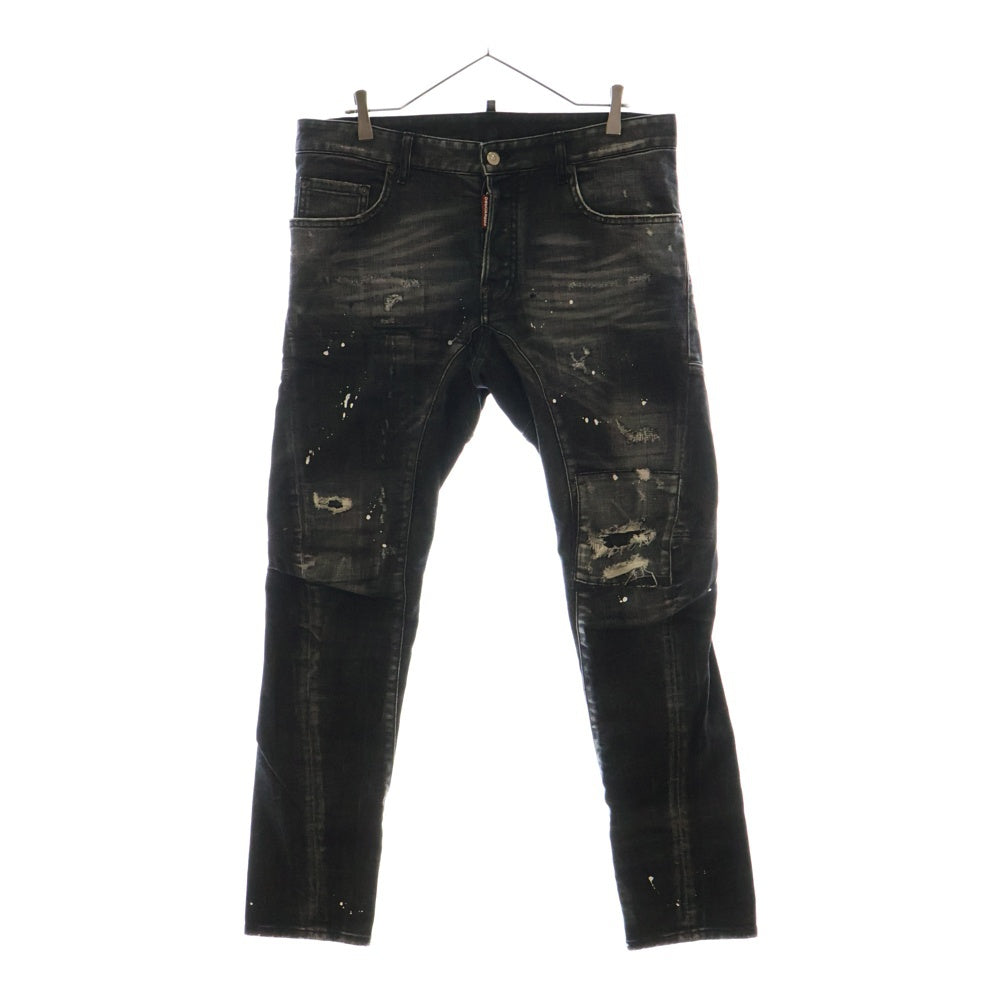 DSQUARED2(ディースクエアード) 23AW TIDY BIKER JEANS タイダイ バイカージーンズ ペイント加工 スキニーデニムパンツ グレー S74LB1360 S30357