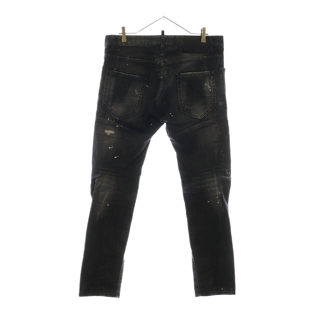 DSQUARED2(ディースクエアード) 23AW TIDY BIKER JEANS タイダイ バイカージーンズ ペイント加工 スキニーデニムパンツ グレー S74LB1360 S30357