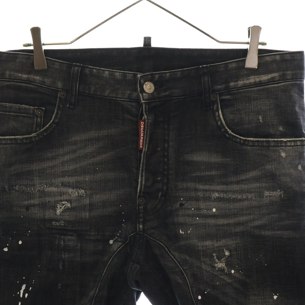 DSQUARED2(ディースクエアード) 23AW TIDY BIKER JEANS タイダイ バイカージーンズ ペイント加工 スキニーデニムパンツ グレー S74LB1360 S30357
