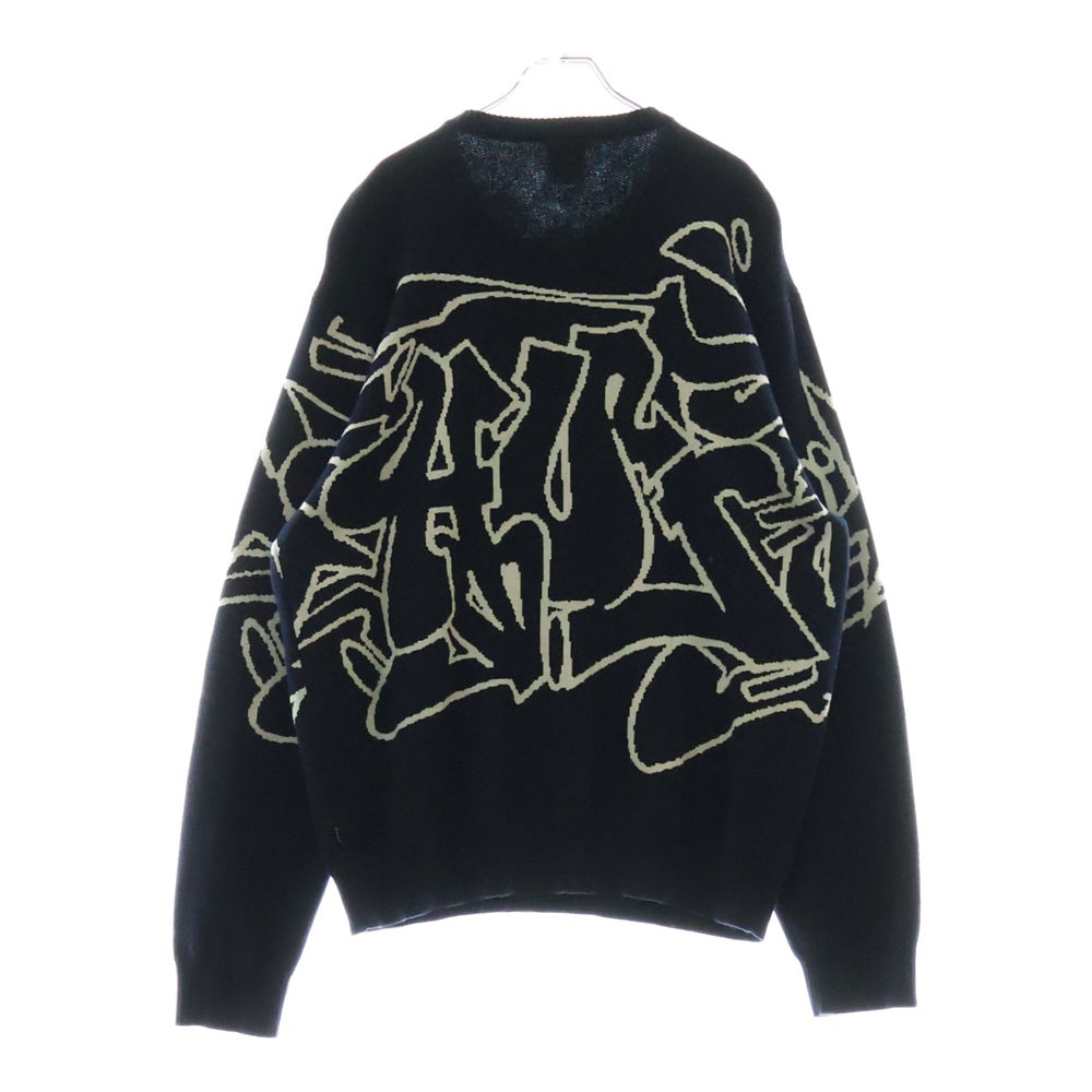 HUF(ハフ) OUTLINES CREWNECK SWEATER アウトライン クルーネックトレーナー スウェット ブラック/グレー KN00514