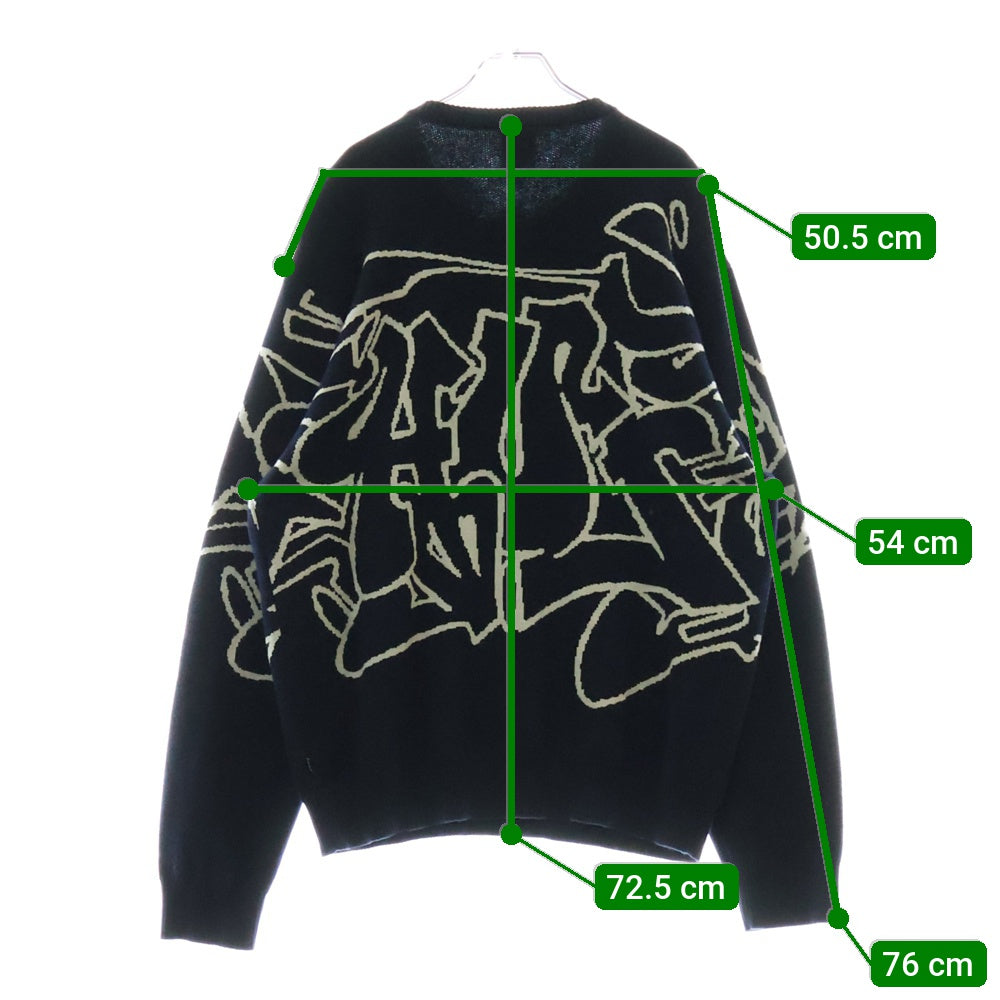 HUF(ハフ) OUTLINES CREWNECK SWEATER アウトライン クルーネックトレーナー スウェット ブラック/グレー KN00514