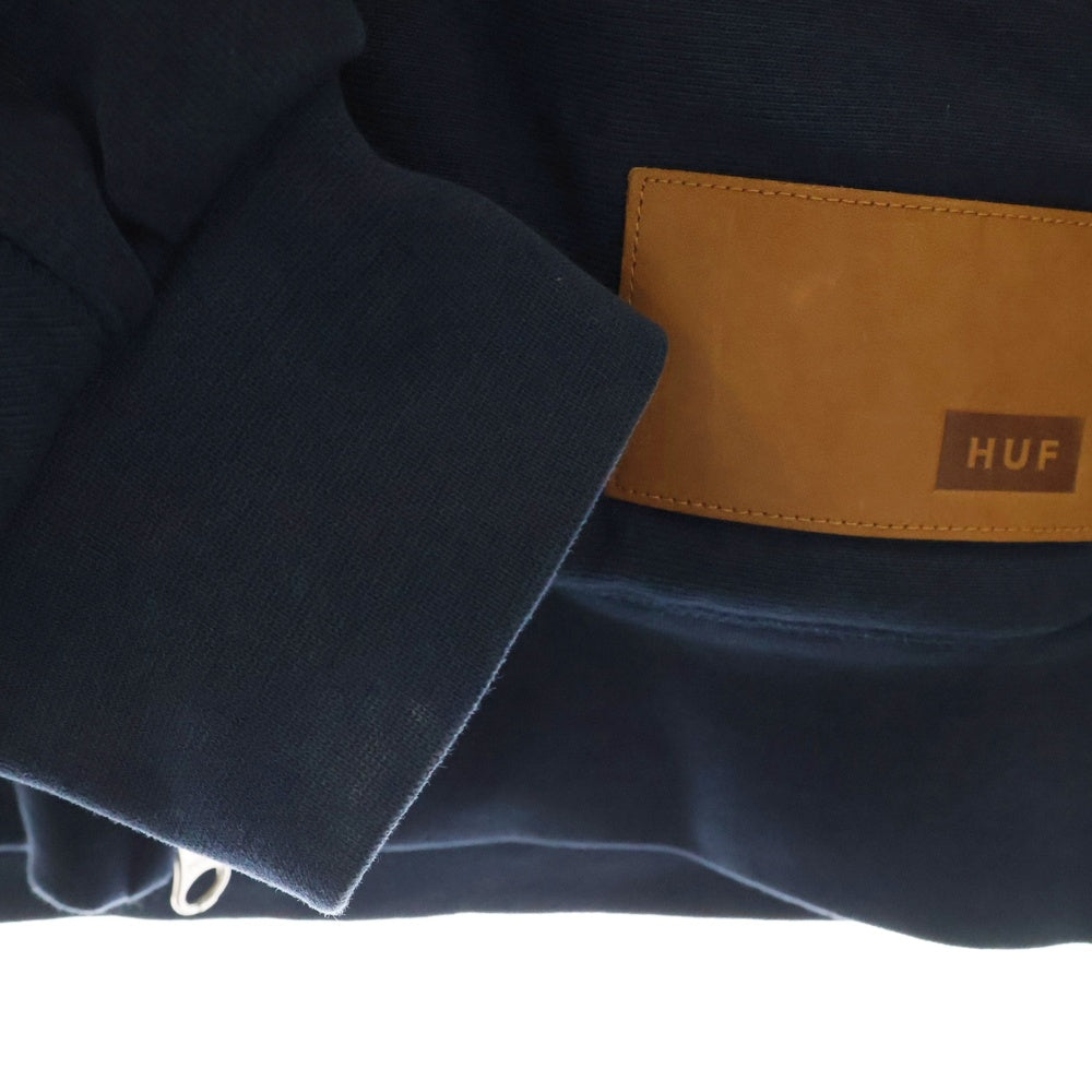 HUF(ハフ) 24AW CARRINGTON THERMAL LINED FLEECE 裏地サーマル ジップアップパーカー フーディー ネイビー FL00233