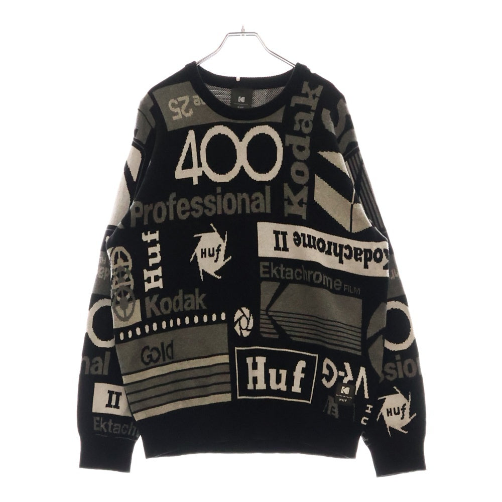 HUF(ハフ) DARK ROOM JACQUARD KNIT SWEATE ダークルーム ジャガード ニットセーター ブラック/グレー