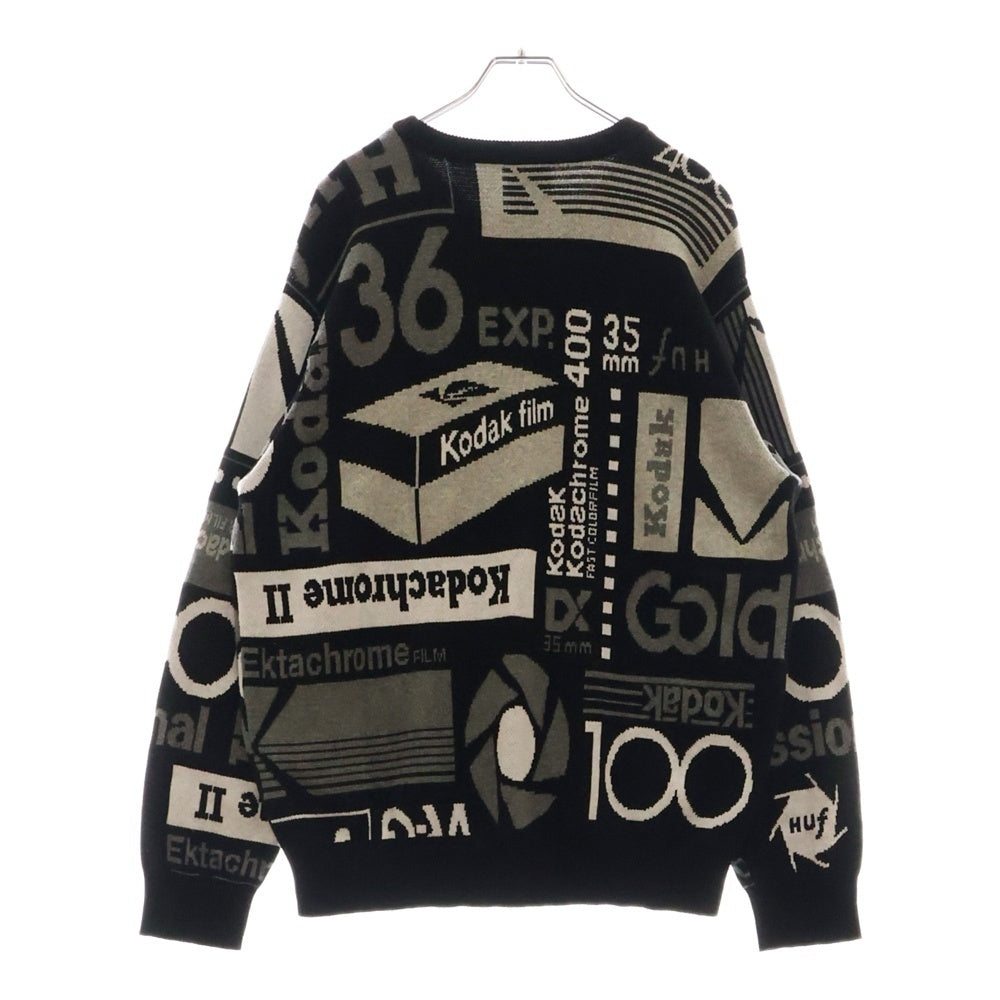 HUF(ハフ) DARK ROOM JACQUARD KNIT SWEATE ダークルーム ジャガード ニットセーター ブラック/グレー