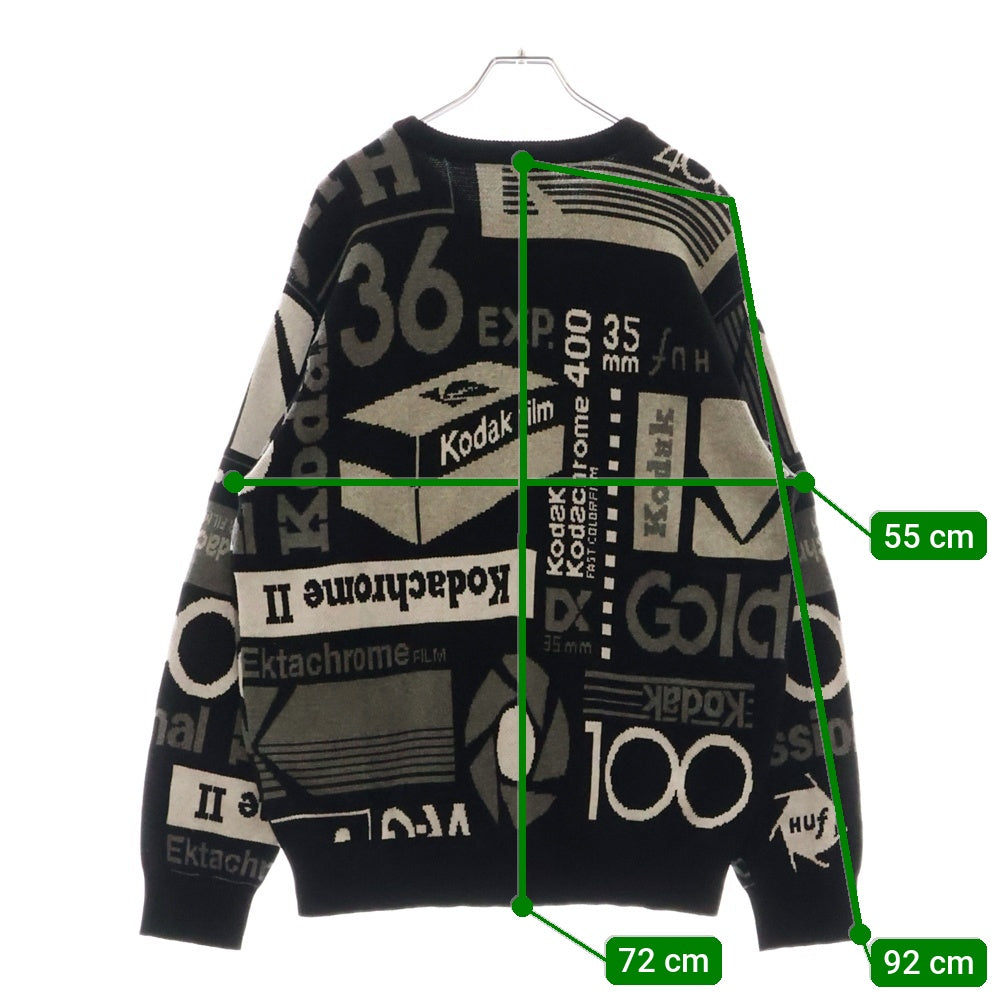 HUF(ハフ) DARK ROOM JACQUARD KNIT SWEATE ダークルーム ジャガード ニットセーター ブラック/グレー