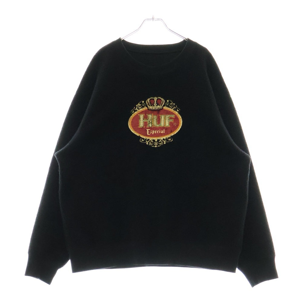 HUF(ハフ) ESPECIAL INSIDE OUT CREW インサイドアウト クルーネックスウェットトレーナー ブラック