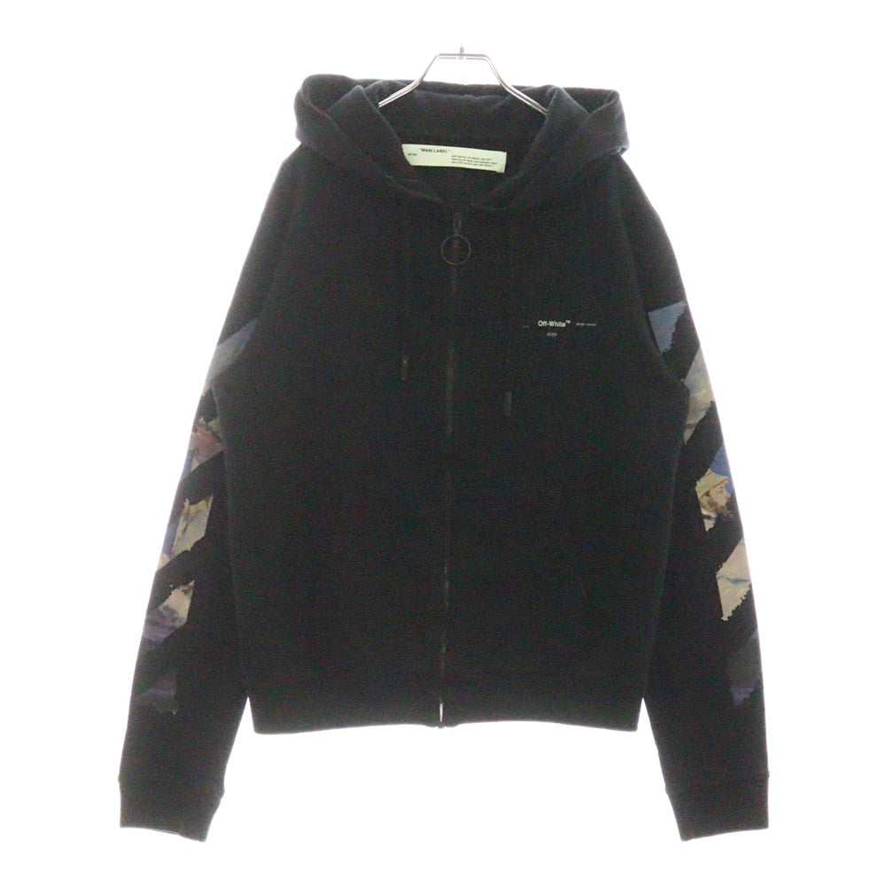 OFF-WHITE(オフホワイト) 19SS Diag Multicolour Zipped Hoodie ジップアップスウェットパーカー フーディー ブラック OMBE001R19003012
