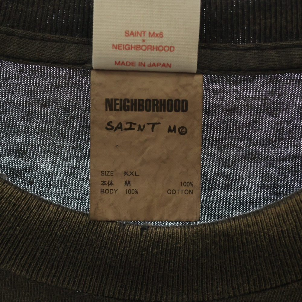 SAINT MICHAEL(セントマイケル) 25SS ×NEIGHBORHOOD SS TEE PRAY ネイバーフッド ダメージ加工半袖Tシャツ グレー SM-HR8-0000-C68