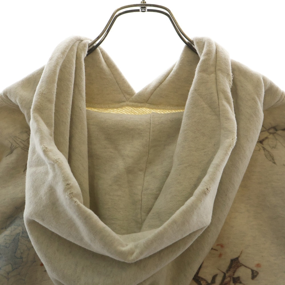 SAINT MICHAEL(セントマイケル) 21AW HOODIE DR.WOO ドクターウー グラフィック ダメージ加工プルオーバースウェットパーカー フーディー アイボリー SM-A21-0000-056