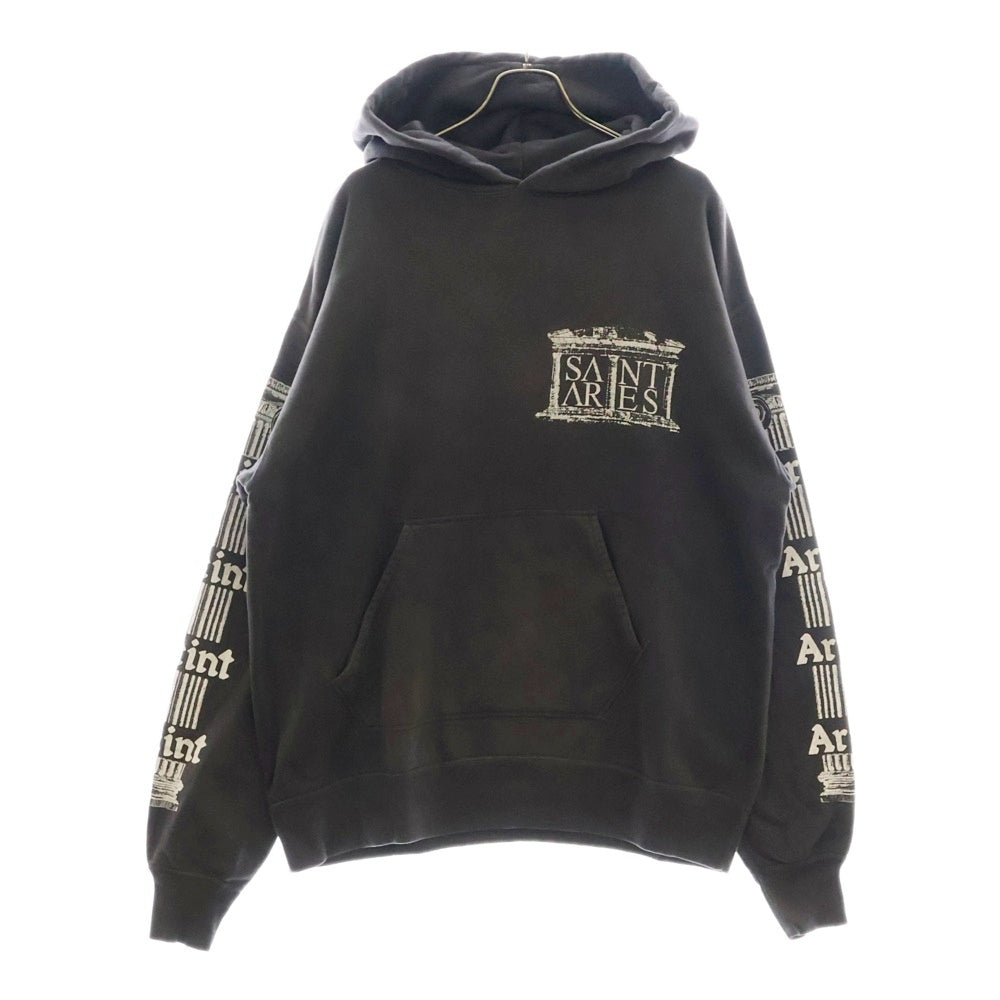SAINT MICHAEL(セントマイケル) 23AW ×ARIES ARS HOODIE ST ARIES アリーズ ダメージ加工プルオーバースウェットパーカー フーディー グレー SM-A23-0000-C03