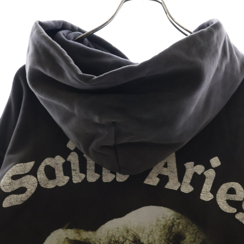 SAINT MICHAEL(セントマイケル) 23AW ×ARIES ARS HOODIE ST ARIES アリーズ ダメージ加工プルオーバースウェットパーカー フーディー グレー SM-A23-0000-C03