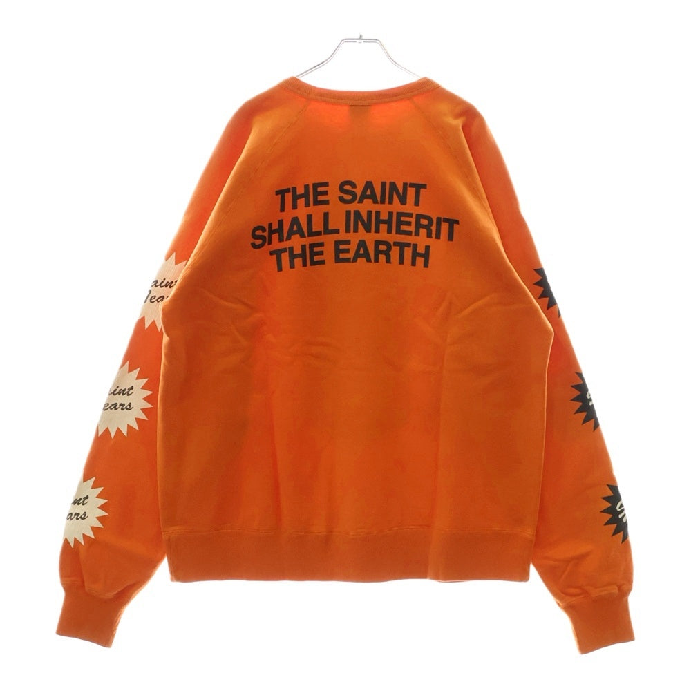 SAINT MICHAEL(セントマイケル) 22AW ×DENIM TEARS DT SWT SHIRT MILK PACK デニムティアーズ ダメージ加工 クルーネックスウェットトレーナー オレンジ SM-A22-0000-090