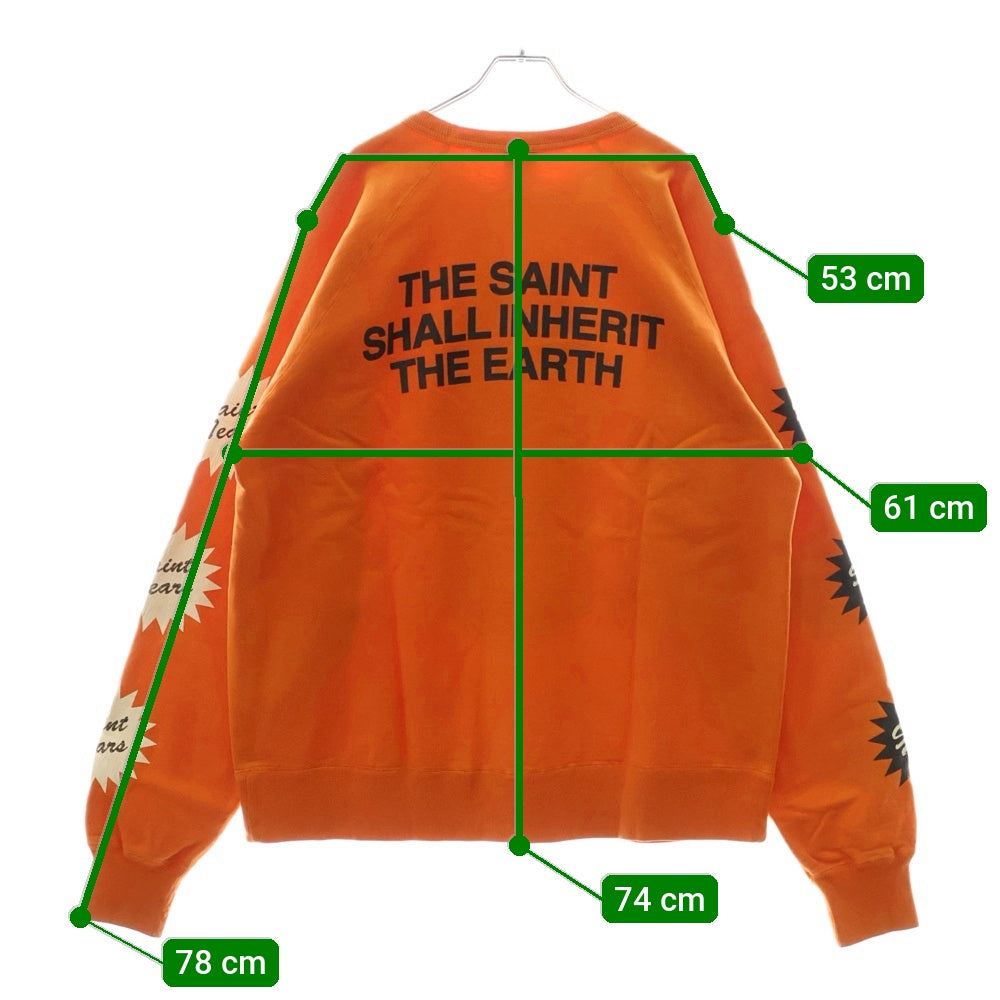 SAINT MICHAEL(セントマイケル) 22AW ×DENIM TEARS DT SWT SHIRT MILK PACK デニムティアーズ ダメージ加工 クルーネックスウェットトレーナー オレンジ SM-A22-0000-090
