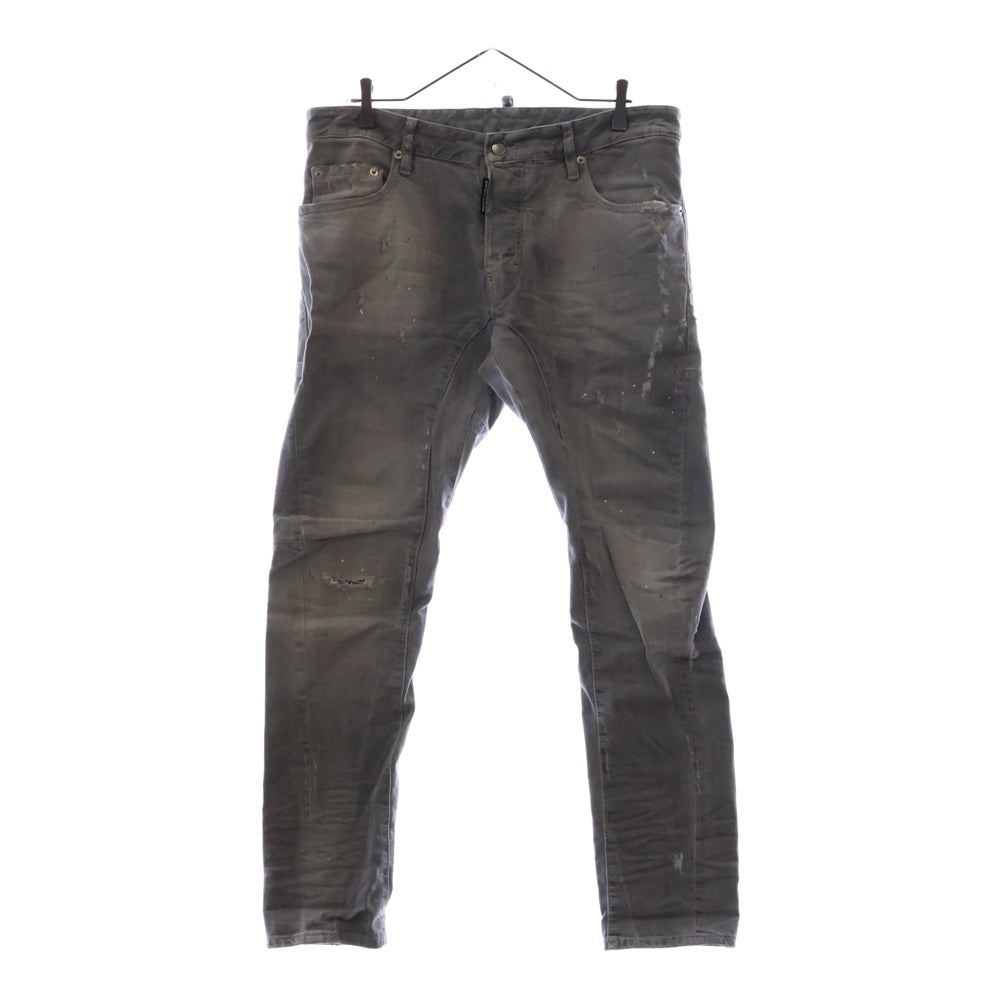 DSQUARED2(ディースクエアード) 16AW Tidy Biker Jean ダメージ加工 ペイントスキニーデニムパンツ グレー S71LB0160