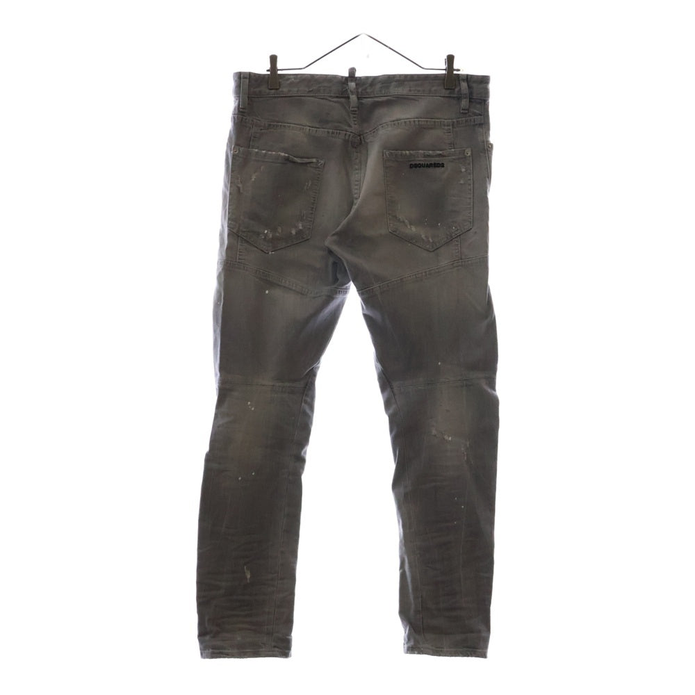 DSQUARED2(ディースクエアード) 16AW Tidy Biker Jean ダメージ加工 ペイントスキニーデニムパンツ グレー S71LB0160