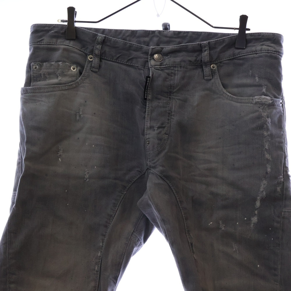 DSQUARED2(ディースクエアード) 16AW Tidy Biker Jean ダメージ加工 ペイントスキニーデニムパンツ グレー S71LB0160