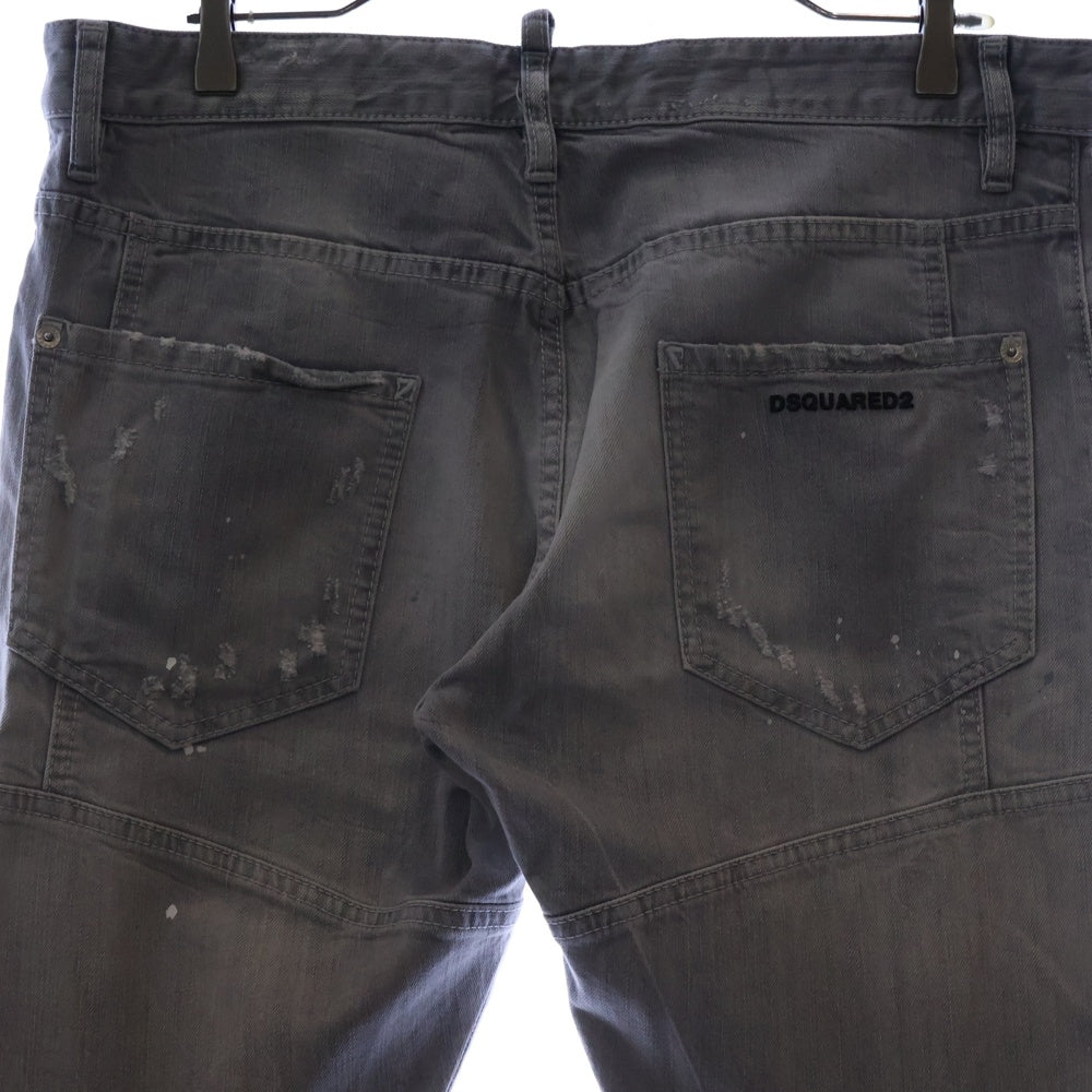 DSQUARED2(ディースクエアード) 16AW Tidy Biker Jean ダメージ加工 ペイントスキニーデニムパンツ グレー S71LB0160