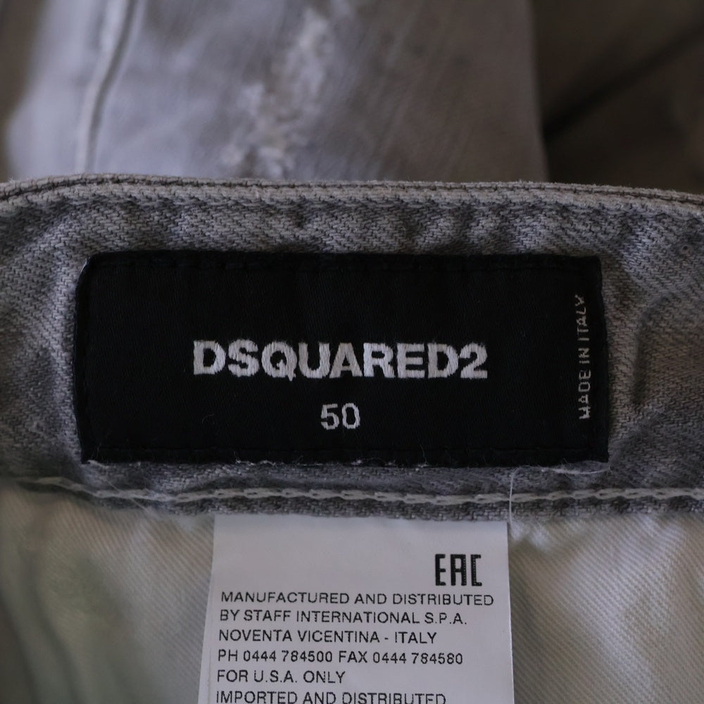 DSQUARED2(ディースクエアード) 16AW Tidy Biker Jean ダメージ加工 ペイントスキニーデニムパンツ グレー S71LB0160