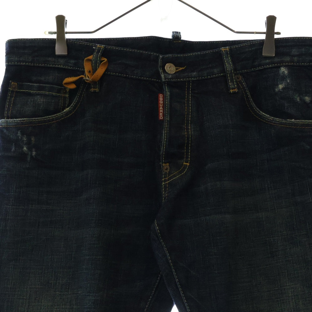 DSQUARED2(ディースクエアード) 11AW Leather Strap Sexy Regular Pants デニムパンツ インディゴ S74LA0362