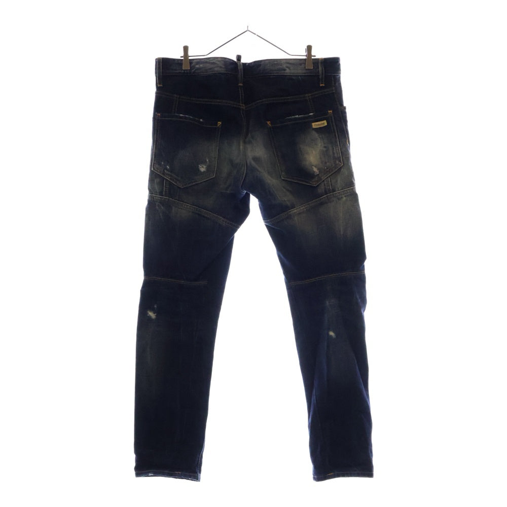 DSQUARED2(ディースクエアード) 14AW Tidy Biker Jean ダメージ加工 パッチワークスキニーデニムパンツ インディゴ S71LA0814