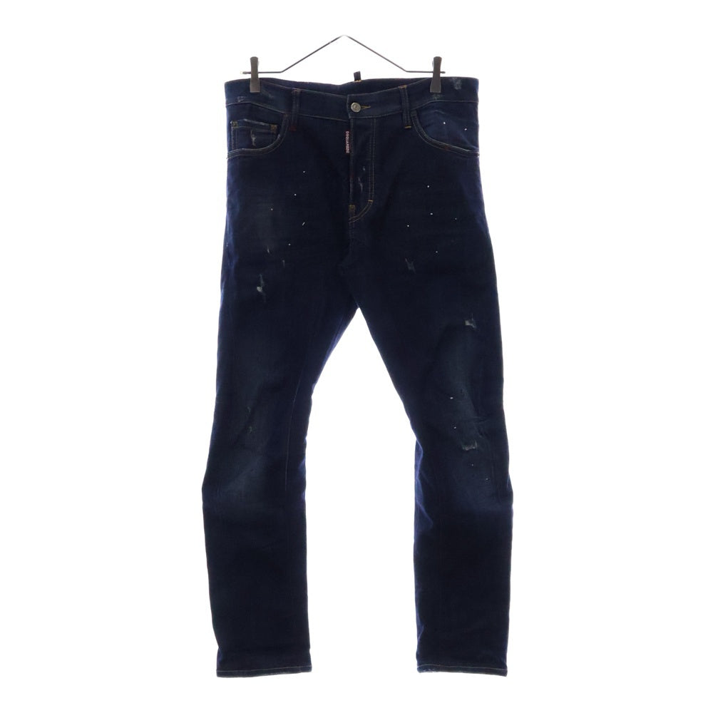 DSQUARED2(ディースクエアード) 17AW Tidy Biker Jean ダメージ加工 ペイントスキニーデニムパンツ インディゴ S74LB0203