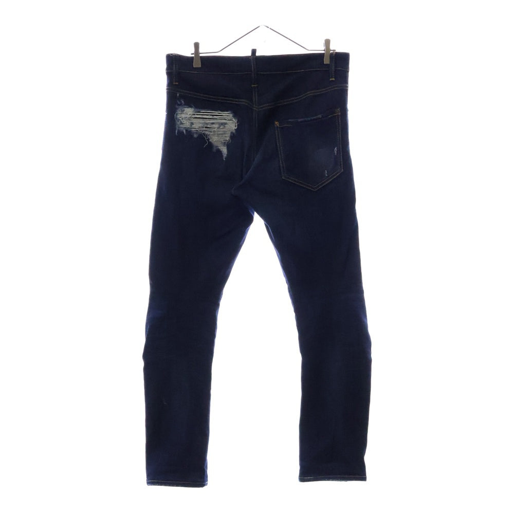 DSQUARED2(ディースクエアード) 17AW Tidy Biker Jean ダメージ加工 ペイントスキニーデニムパンツ インディゴ S74LB0203