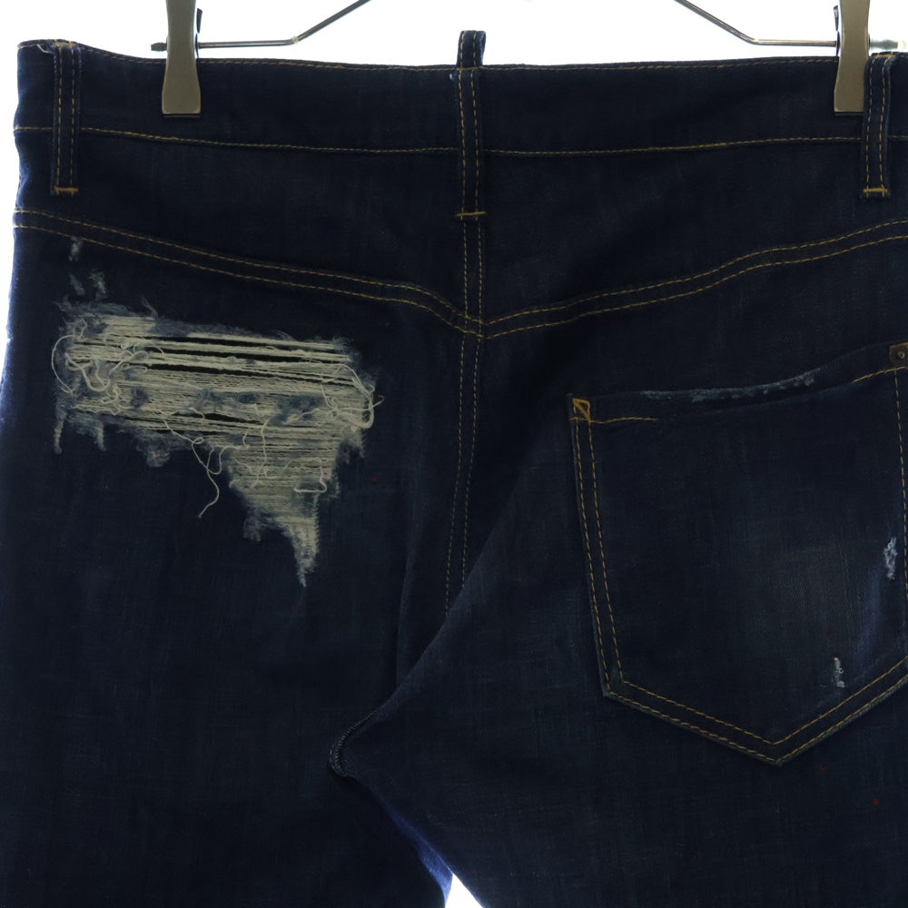 DSQUARED2(ディースクエアード) 17AW Tidy Biker Jean ダメージ加工 ペイントスキニーデニムパンツ インディゴ S74LB0203
