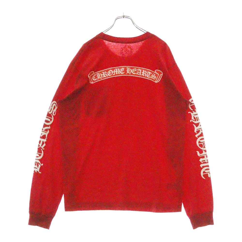 CHROME HEARTS(クロムハーツ) CH L/S T-SHIRT バックスクロールプリント 長袖Tシャツ ロンT レッド