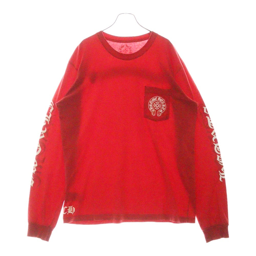 CHROME HEARTS(クロムハーツ) CH L/S T-SHIRT バックスクロールプリント 長袖Tシャツ ロンT レッド