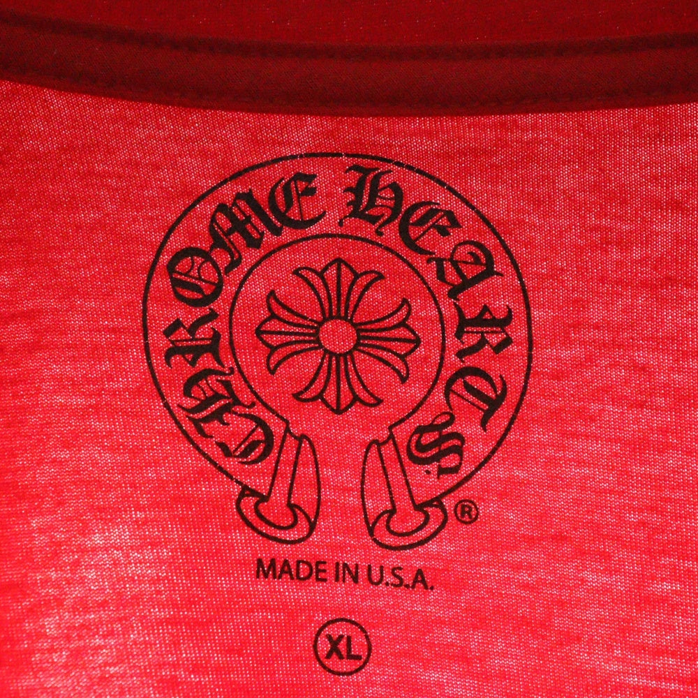 CHROME HEARTS(クロムハーツ) CH L/S T-SHIRT バックスクロールプリント 長袖Tシャツ ロンT レッド