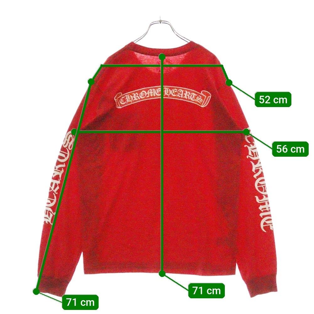 CHROME HEARTS(クロムハーツ) CH L/S T-SHIRT バックスクロールプリント 長袖Tシャツ ロンT レッド