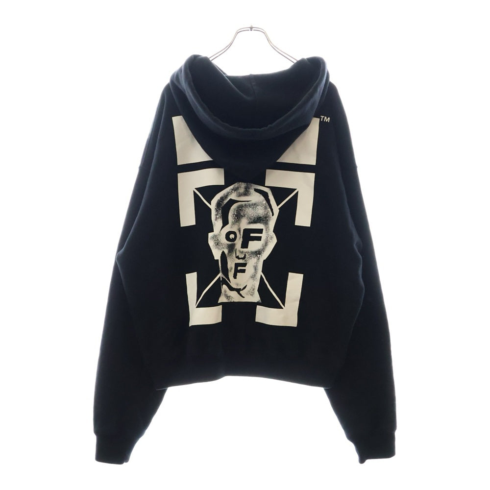 OFF-WHITE(オフホワイト) 20AW MASKED FACE OVER HOODIE バックプリント プルオーバーパーカー スウェット ブラック OMBB037E20FLE007