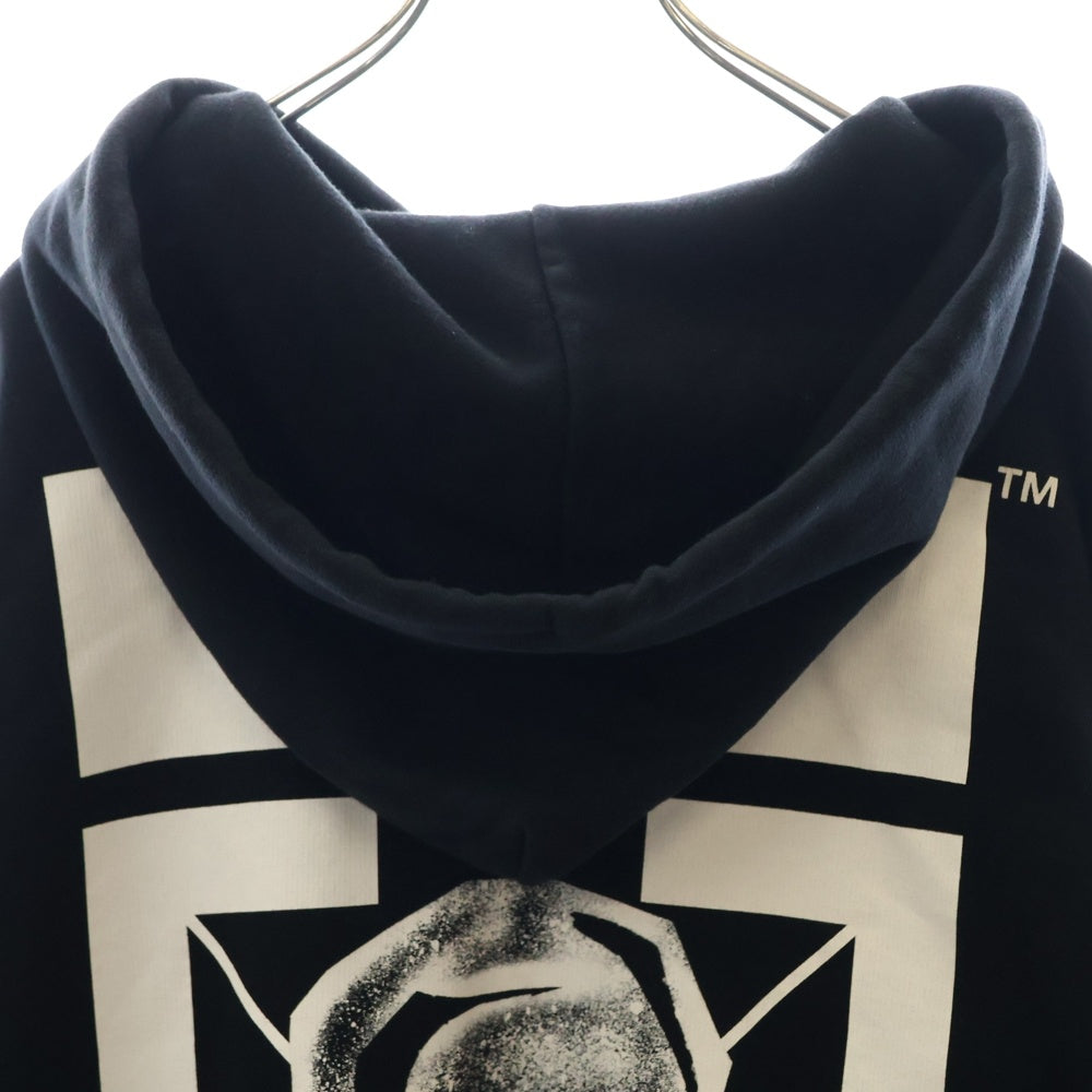 OFF-WHITE(オフホワイト) 20AW MASKED FACE OVER HOODIE バックプリント プルオーバーパーカー スウェット ブラック OMBB037E20FLE007
