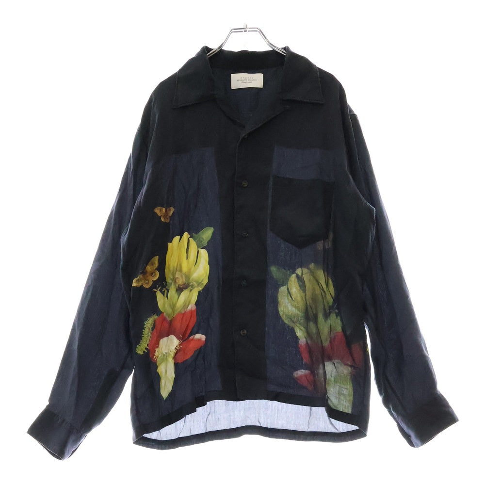 UNUSED(アンユーズド) Open Collar Printed Shirt 花柄長袖シャツ ネイビー US2316