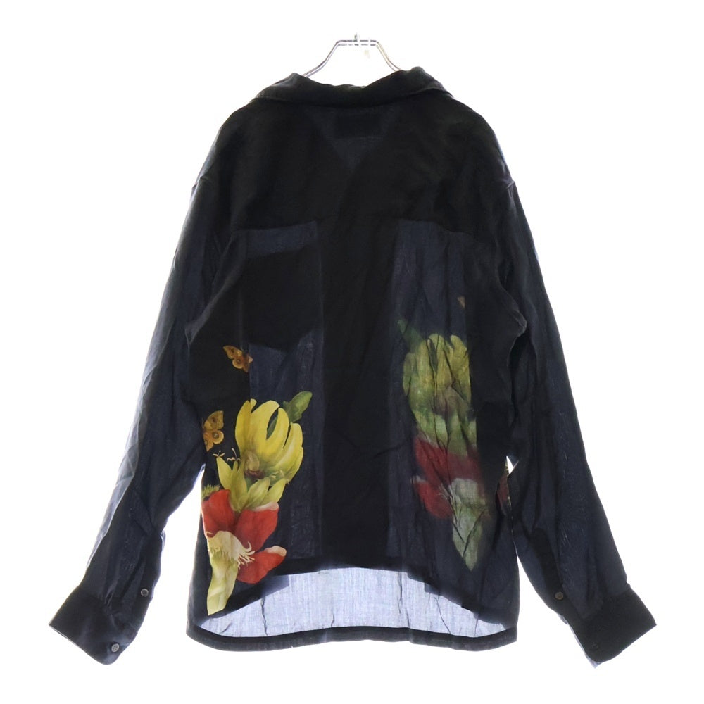 UNUSED(アンユーズド) Open Collar Printed Shirt 花柄長袖シャツ ネイビー US2316