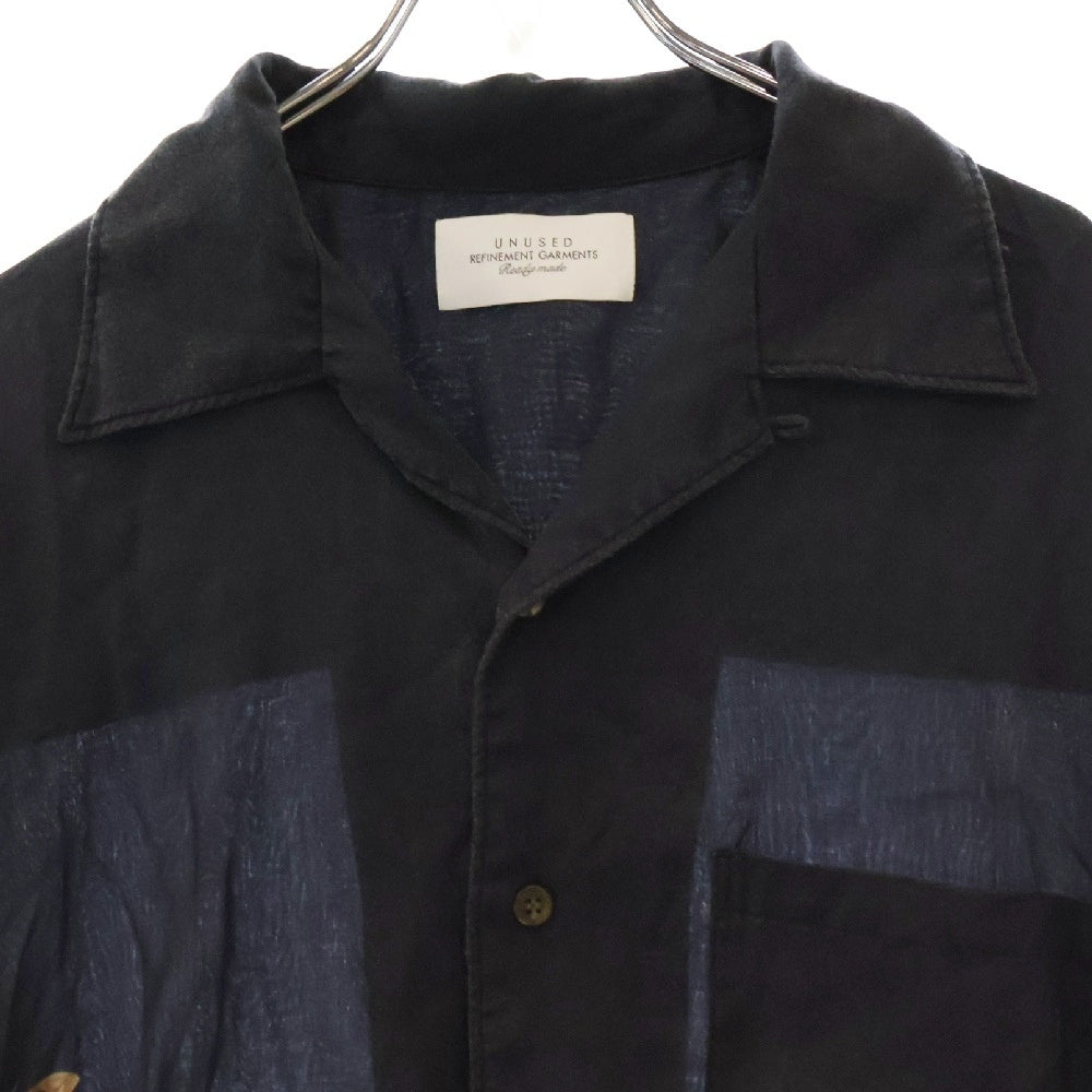 UNUSED(アンユーズド) Open Collar Printed Shirt 花柄長袖シャツ ネイビー US2316